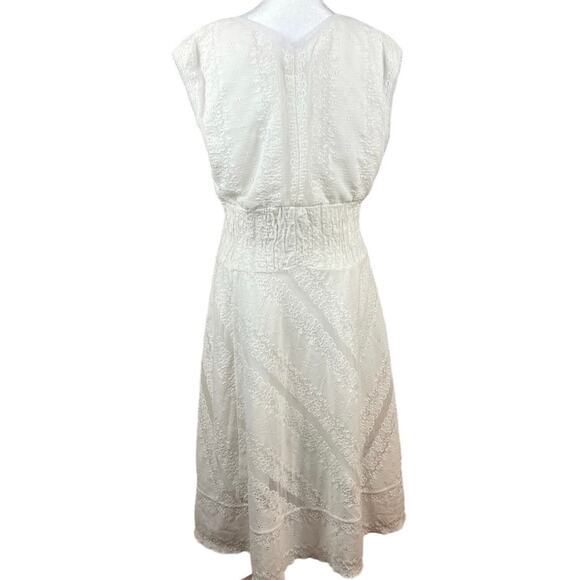 VTG Rabbit Rabbit Rabbit Designs White Dress Women's 14 Lace Elastic Waist - Picture 2 of 9